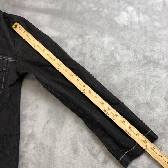 Pendleton Women’s Medium Cotton Blend Dark Wash Denim Look Shacket White Stitch - Picture 4 of 8